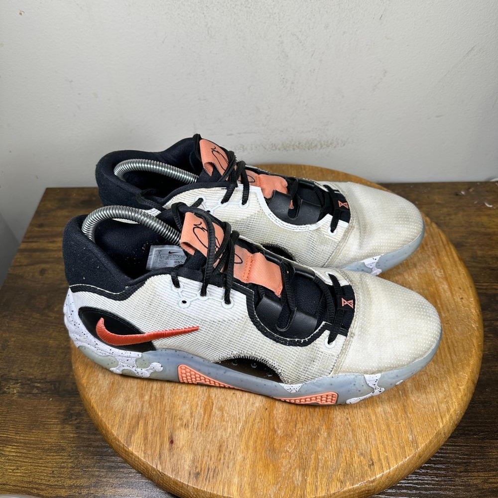 Nike PG 6 Paul George Basketball Shoes White Orange Mens Size 9 DC1974-100